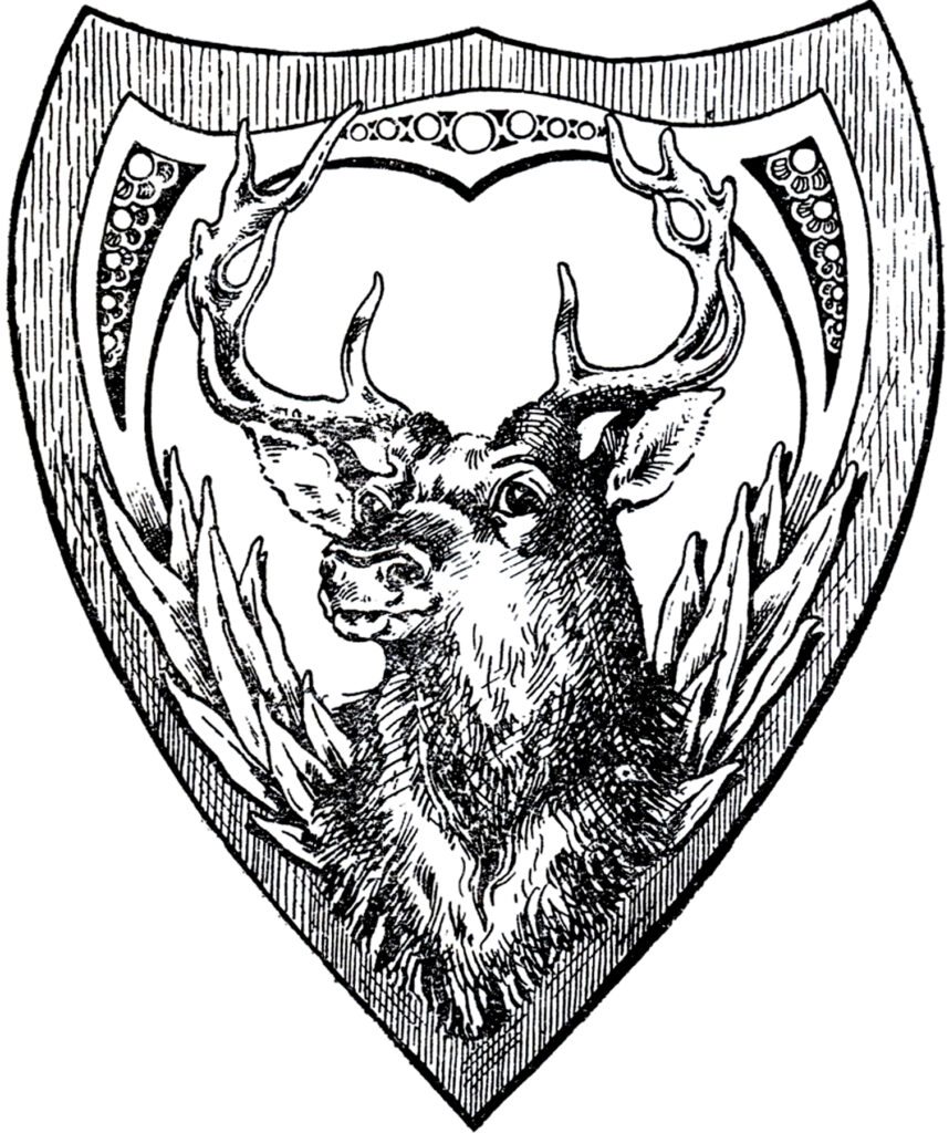 vintage shield deer head clipart