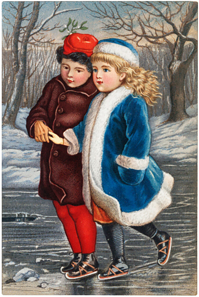 boy girl ice skating couple image