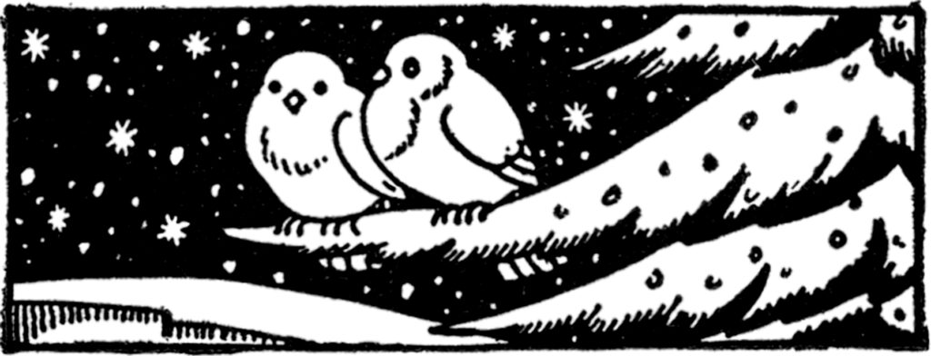 retro winter birds clipart