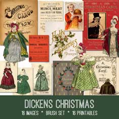 vintage Dickens Christmas ephemera bundle