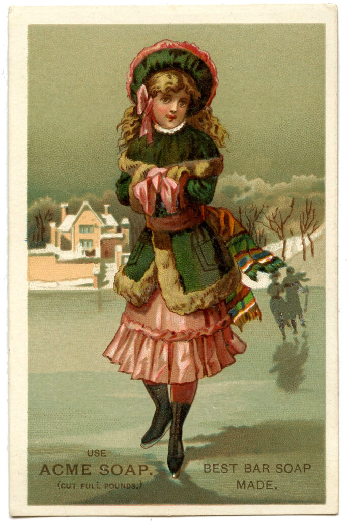 Victorian ice skating girl image