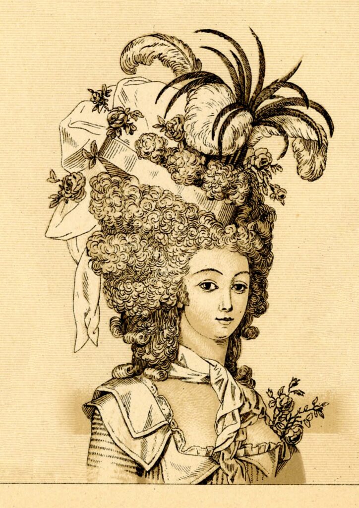 sepia marie antoinette elaborate hairstyle image