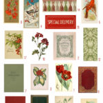 vintage red green ephemera digital image bundle
