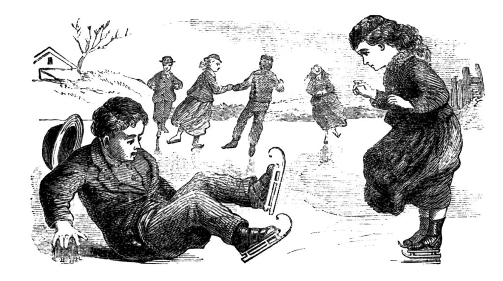 vintage ice skaters illustration
