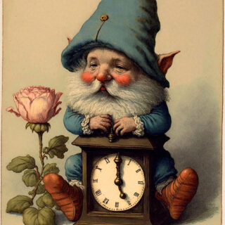 Gnome Clipart with Clock