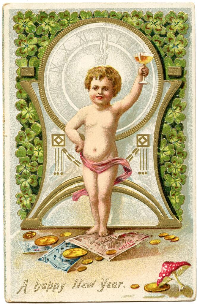 Cherub Toasting New Year