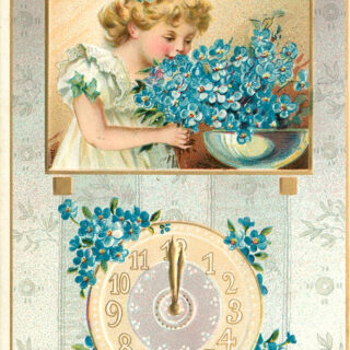 New Years Flowers and clock Image