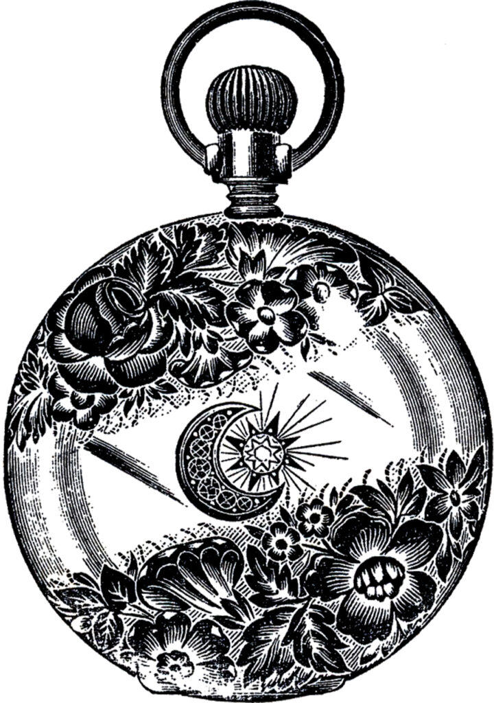 moon star pocket watch case clipart