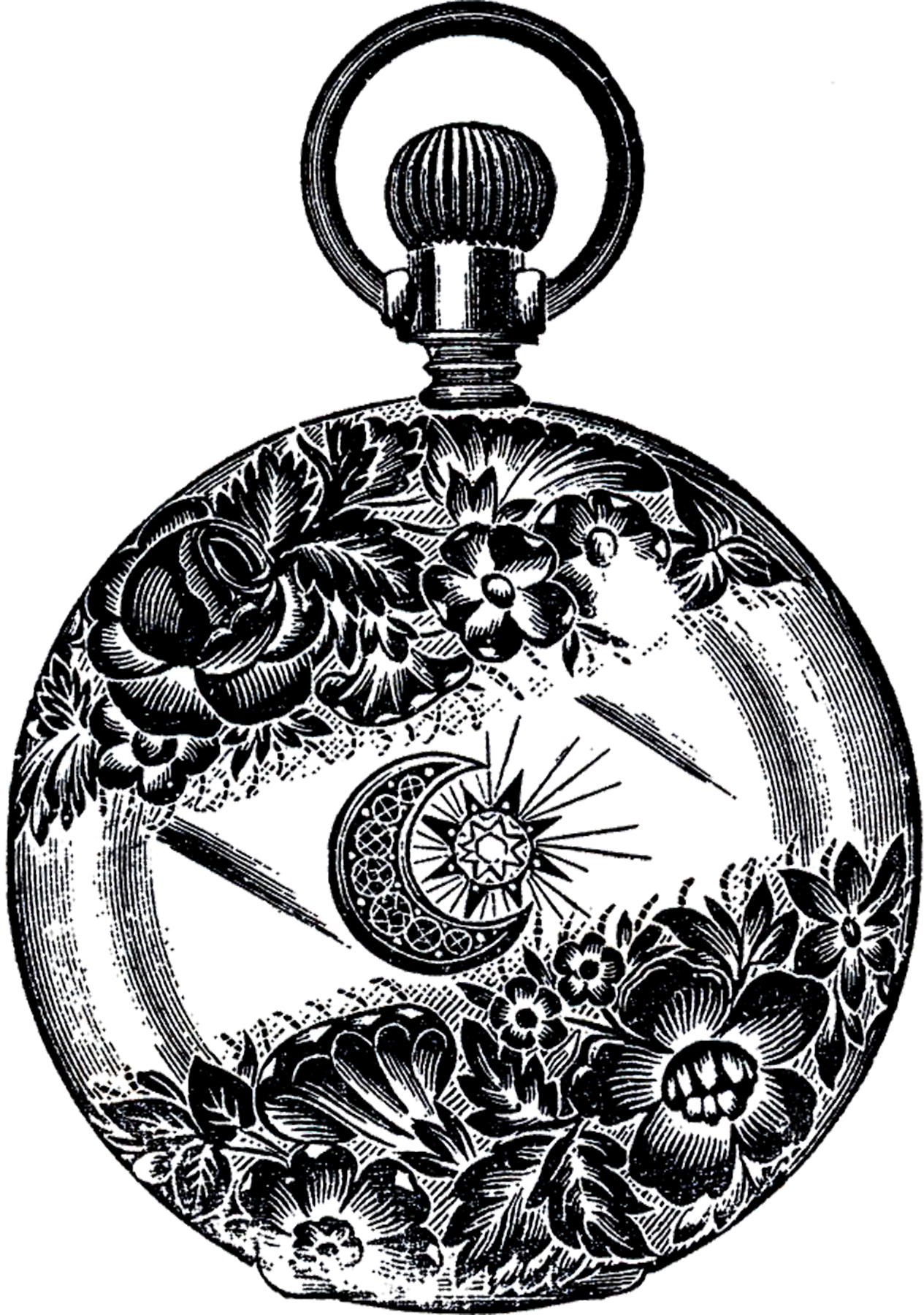 Pocket watch hand drawn clipart, | Free Vector - rawpixel