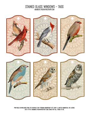 Stained Glass Window Collage with birds
