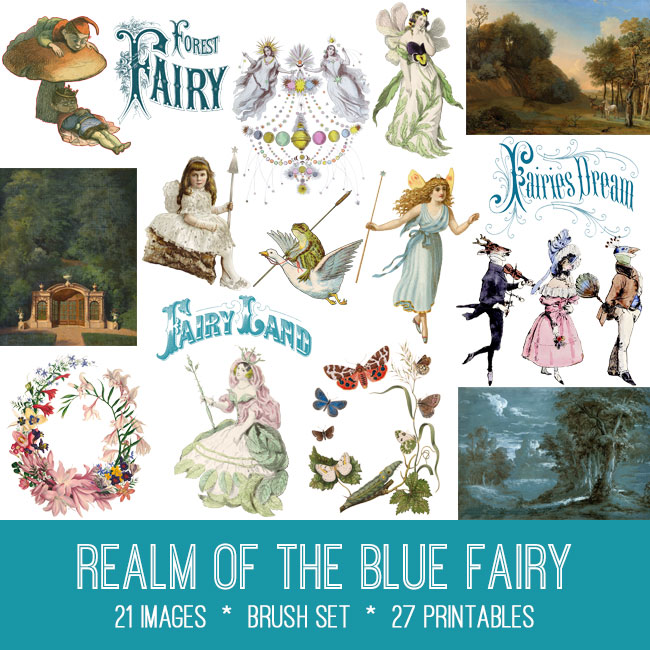 Realm of the Blue Fairy Vintage Digital 
