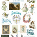 vintage ephemera realm blue fairy digital image bundle