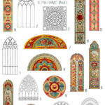 vintage stained glass windows ephemera digital image bundle