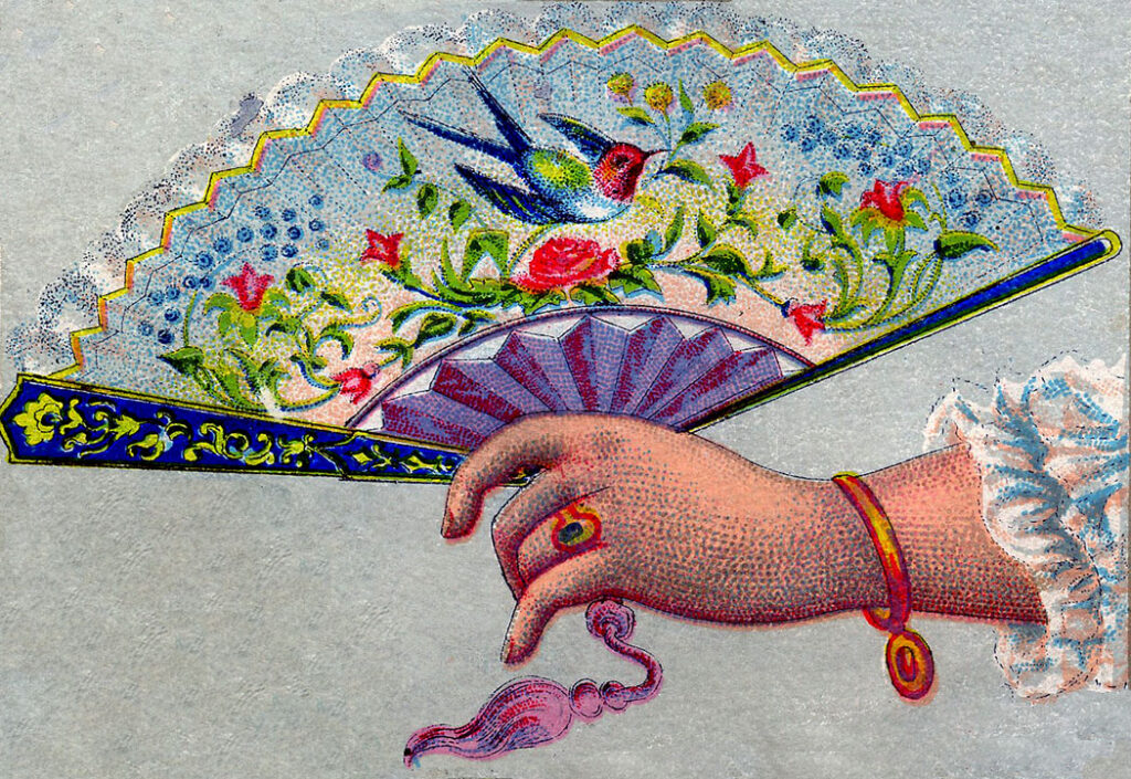 calling card hand fan illustration