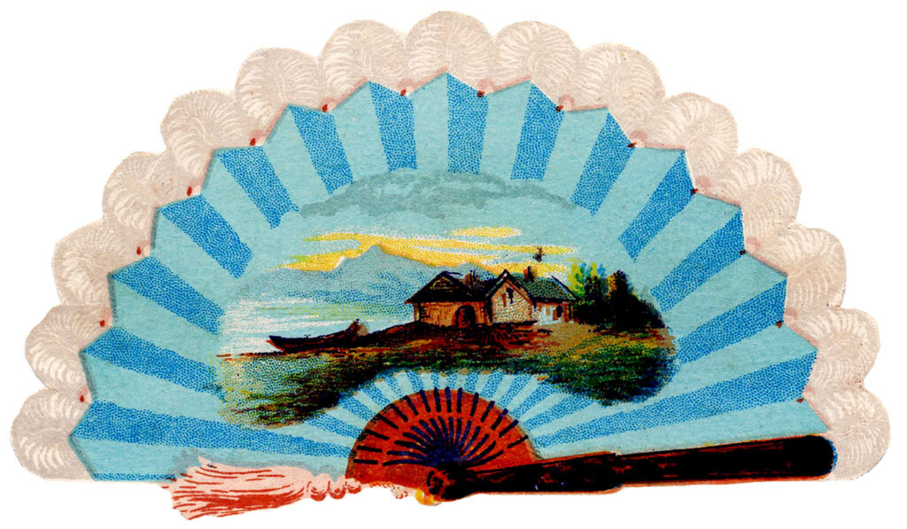 blue vintage fan landscape image