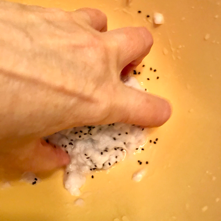 Mix Seeds into pulp by Hand