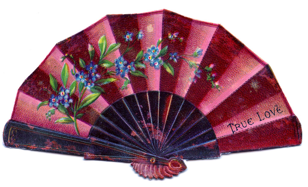 Victorian pink fan illustration