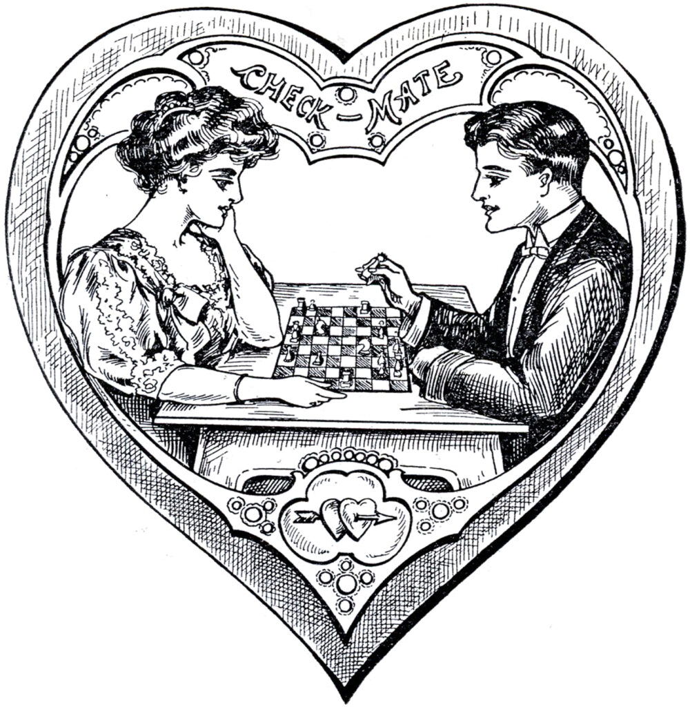 Victorian heart valentine couple image