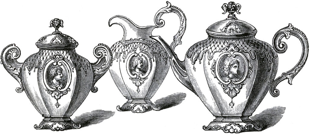 Victorian tea set clipart