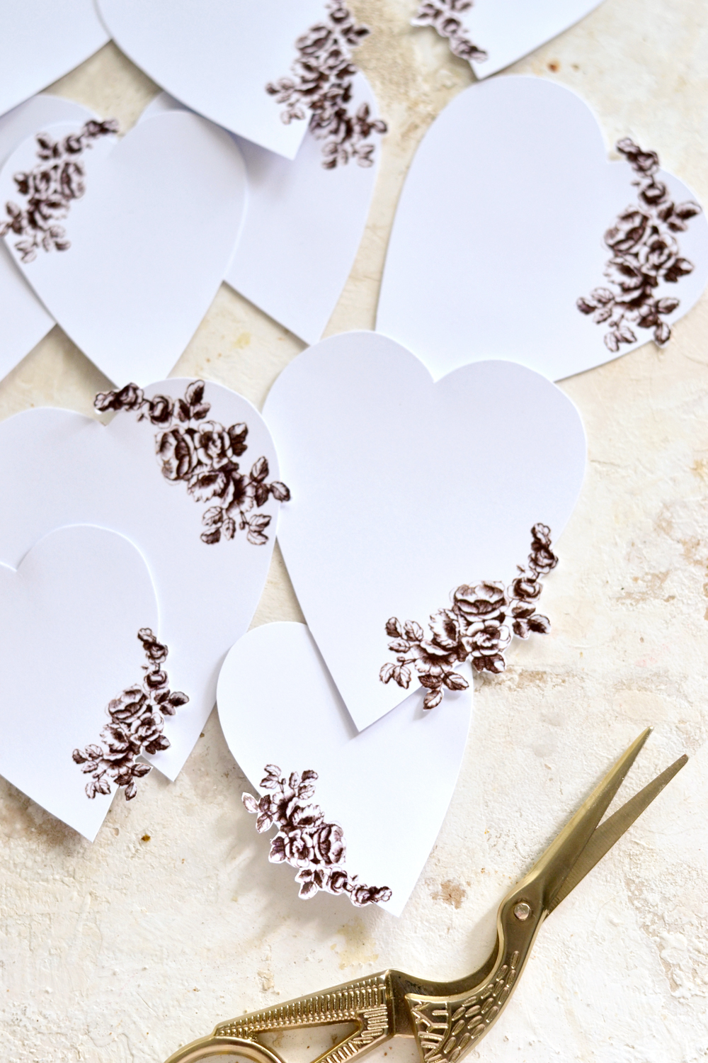 Printable hearts with flowers cut out