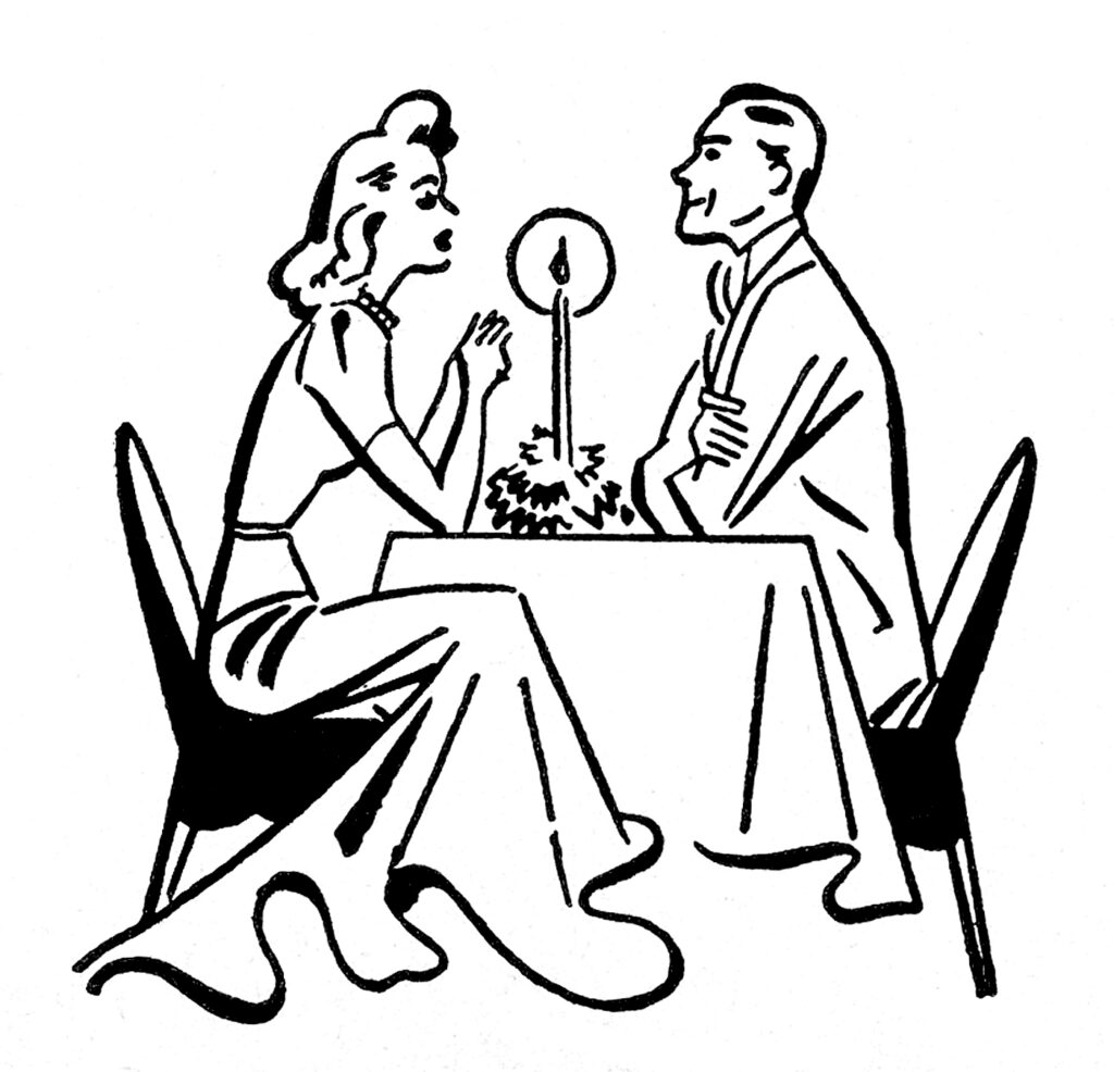 dining couple retro clip art