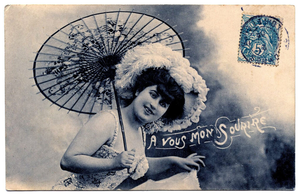 French lady parasol hat image