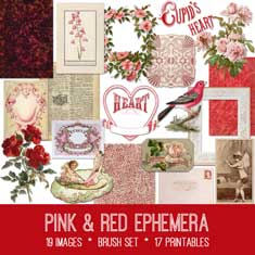 vintage pink & red ephemera bundle