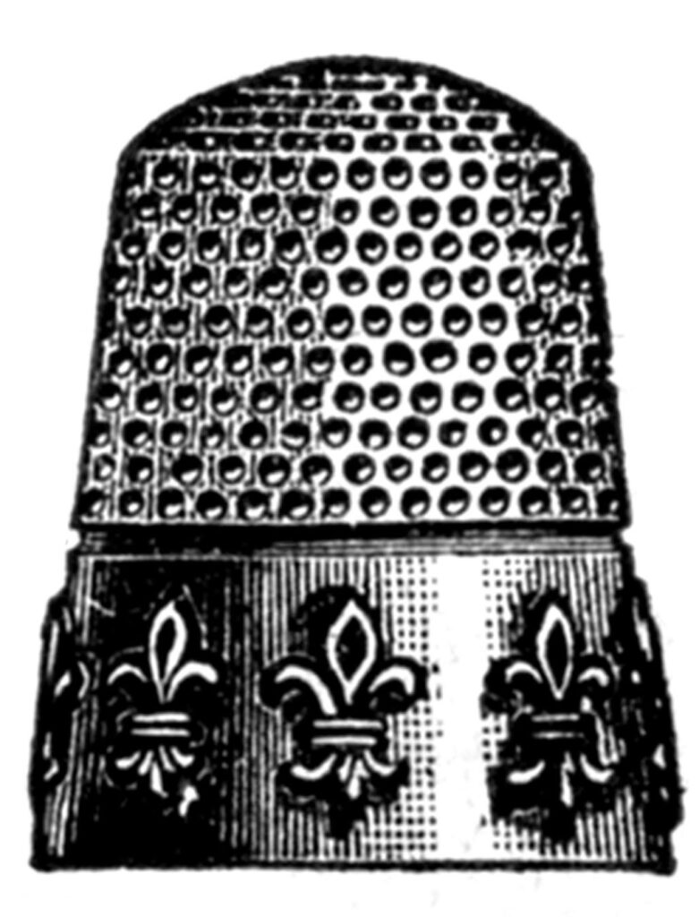 antique thimble fleur de lis clipart