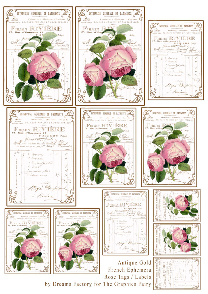Gold and Rose tags printable