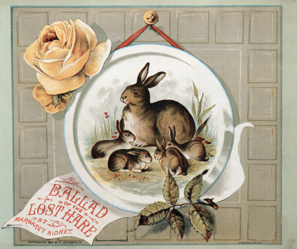 bunnies plate vintage graphic image