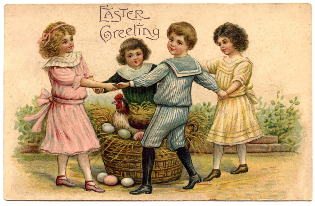 children with eggs Easter image