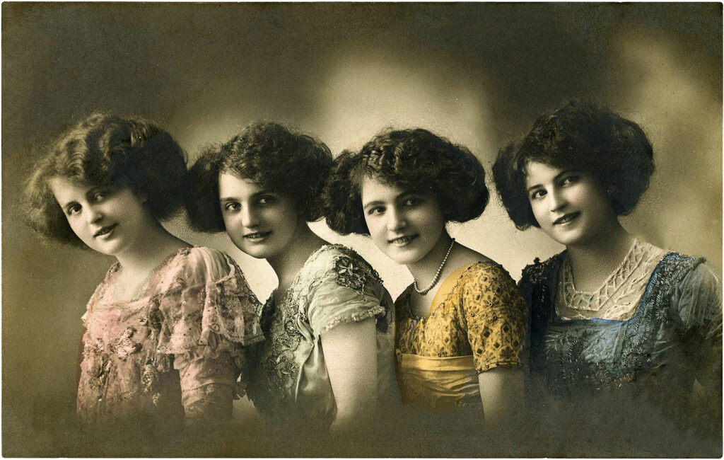 French girls antique photograph image