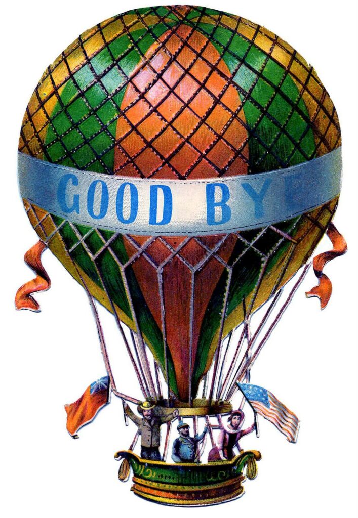 Good Bye Hot Air Balloon message illustration