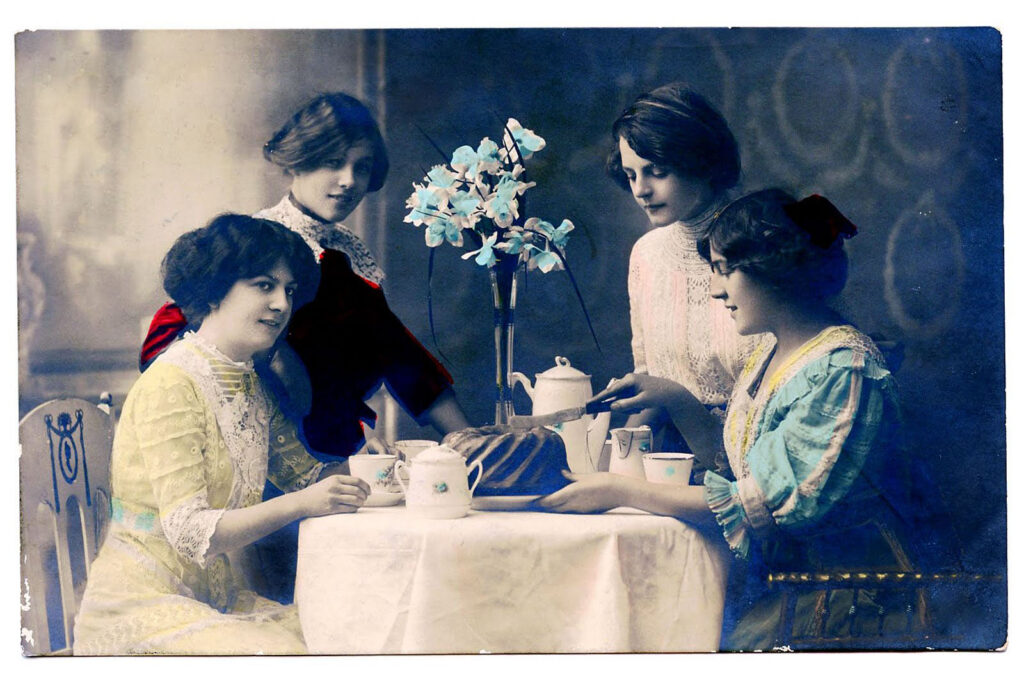 tea party women vintage photo image