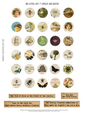 Bee themed collage stickers