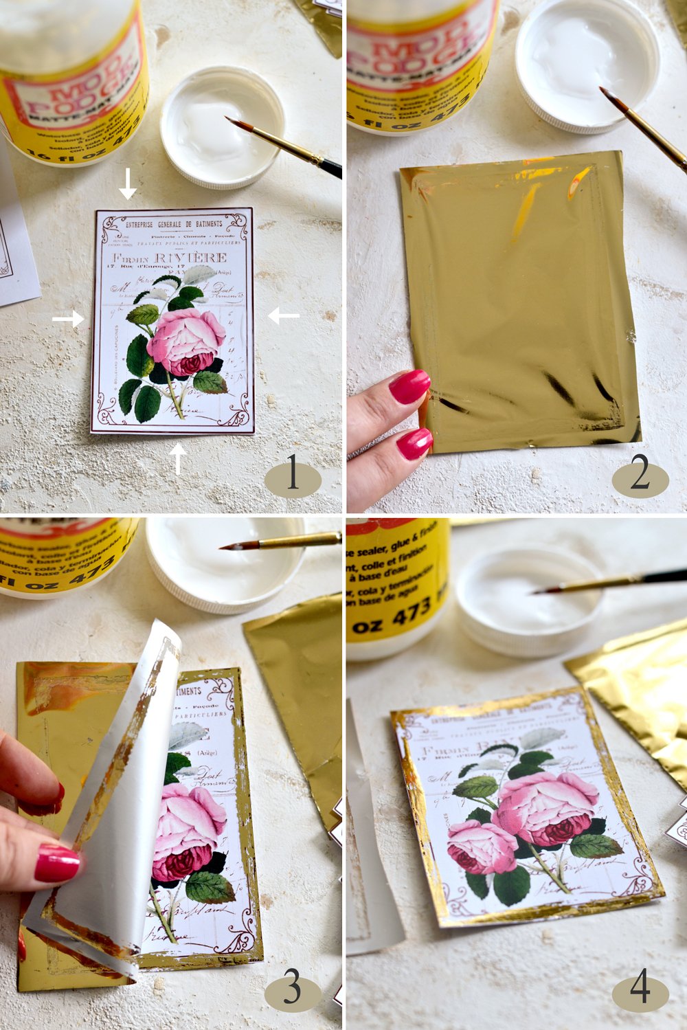 adding foil to gold tags