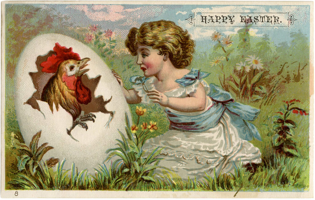 girl with chicken and egg picture