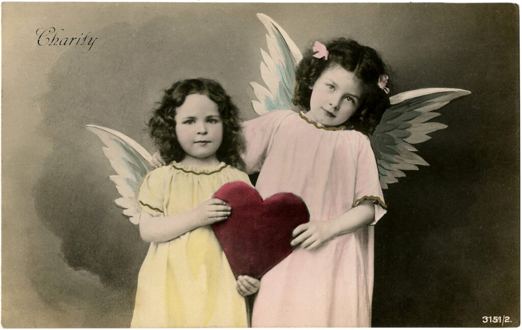 vintage valentine angel girls image