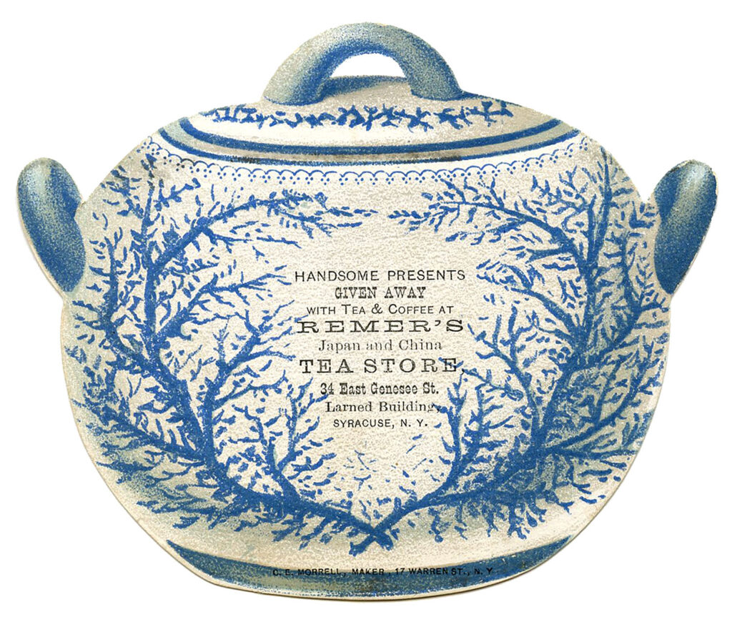 blue white tea canister ad image