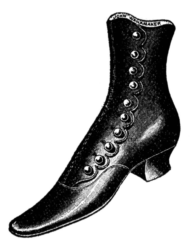 antique button up boot illustration