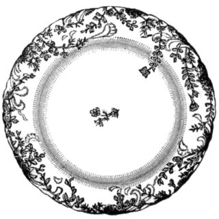 black white china plate clipart