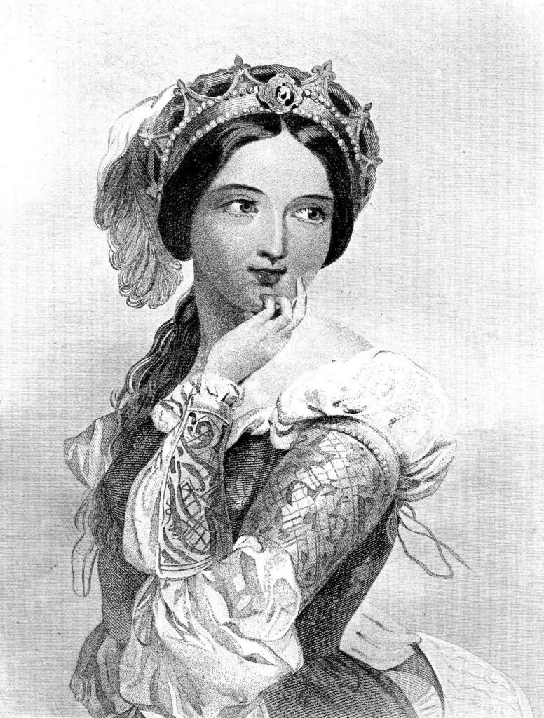 Shakespearean lady crown illustration