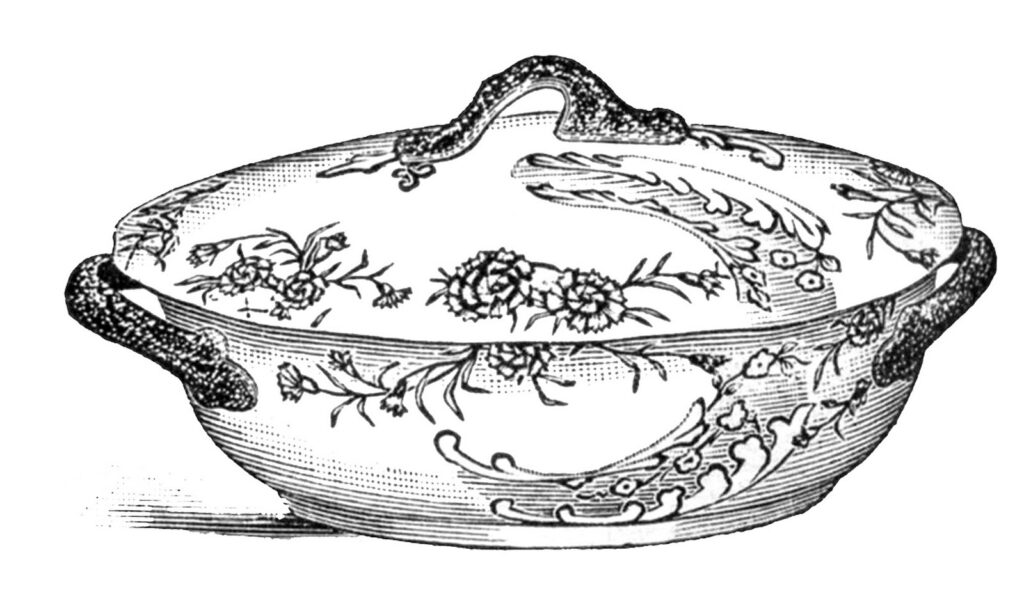 black white tureen clipart