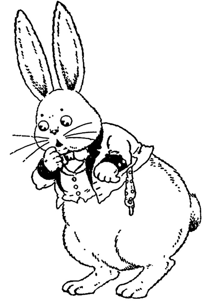 White Rabbit Clipart to color
