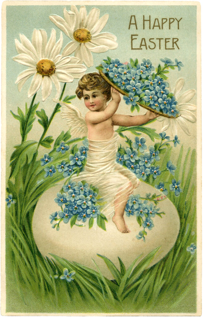 Easter cherub egg daisy image