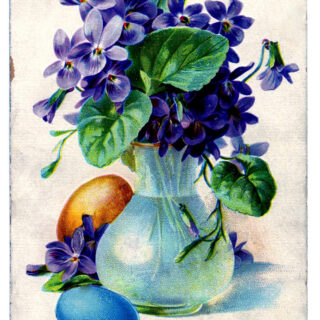 Easter violets vase eggs image
