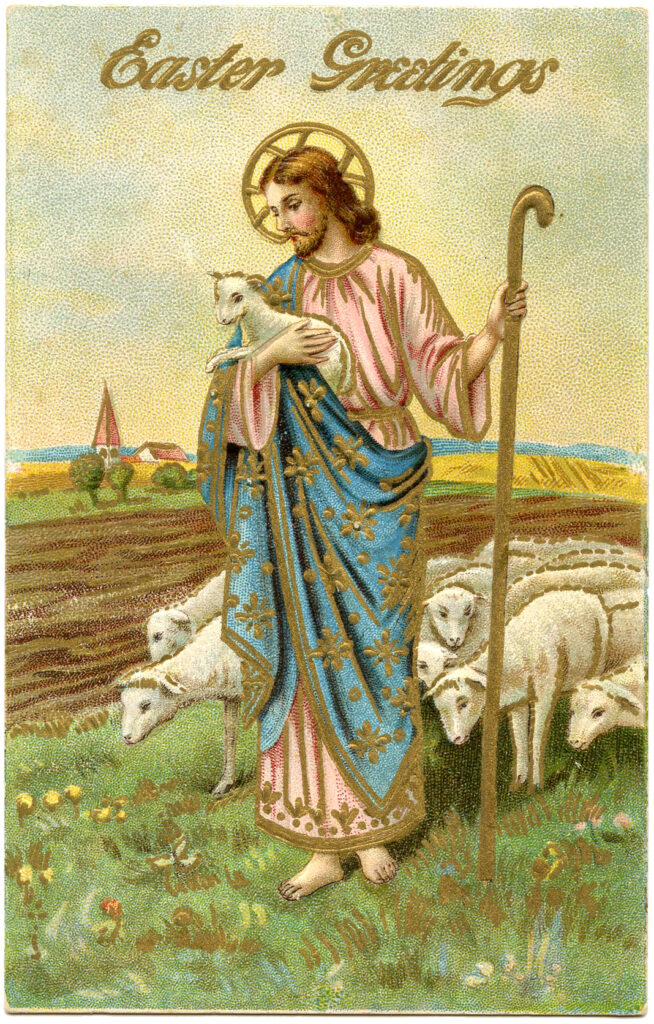 Jesus staff lambs illustration