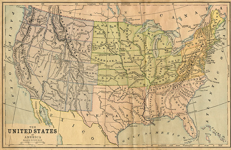 Vintage Map of United States