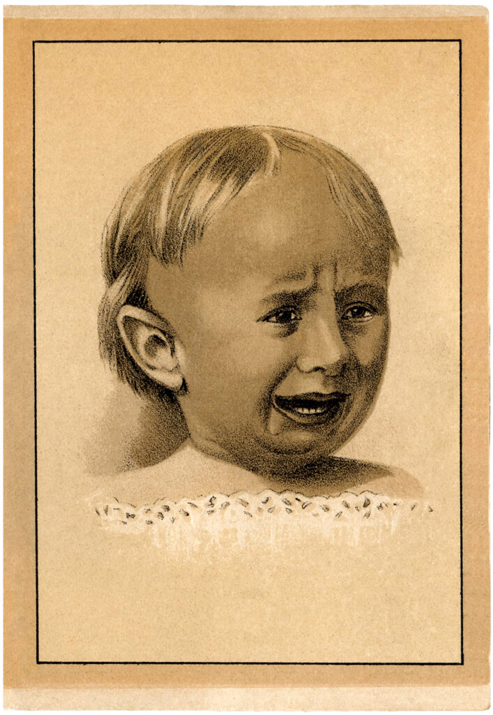 vintage crying baby illustration