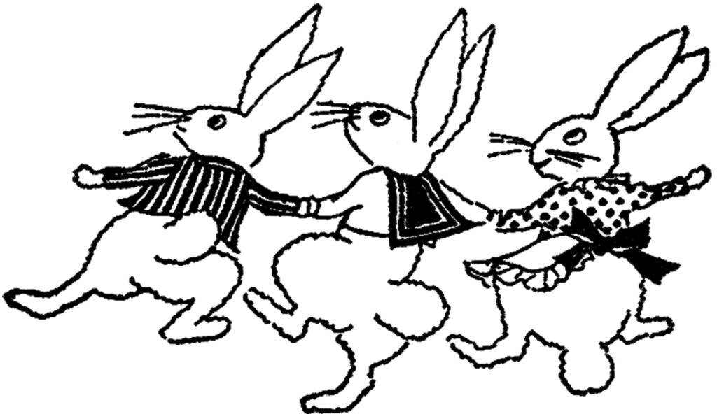 vintage dancing bunnies clipart